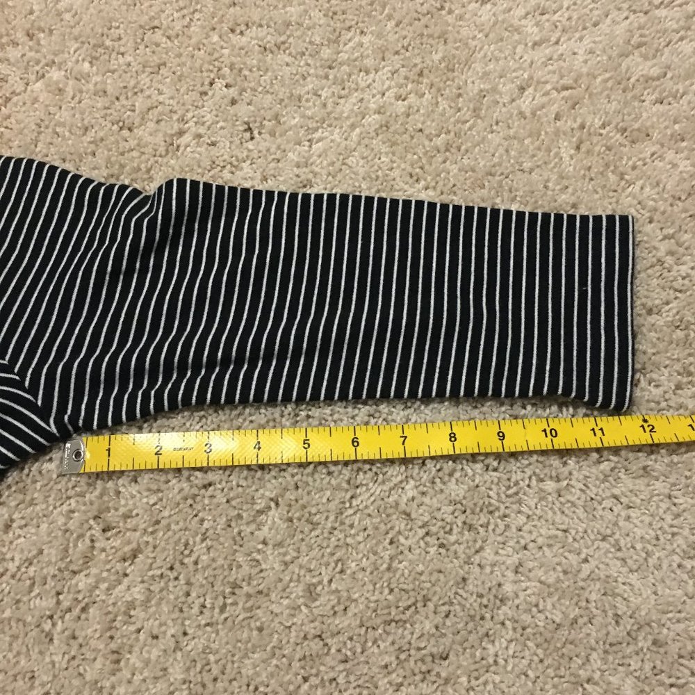 Karen Scott Pinstripe Cotton Jersey Long Sleeve Tee Floral Embroidered French Gi - Picture 15 of 15